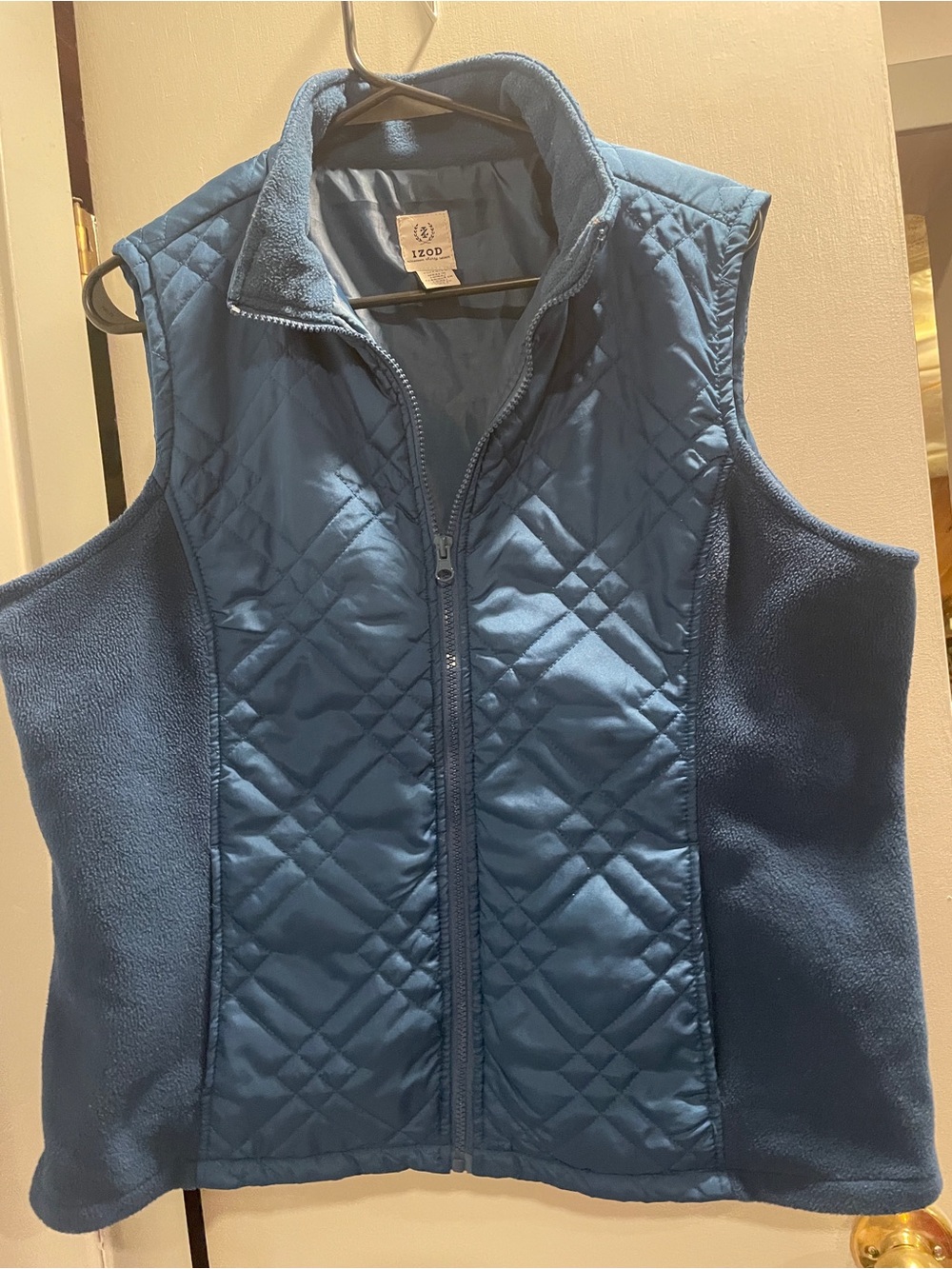 Izod Quilted Front Blue/teal Fleece Vest women’s size XL